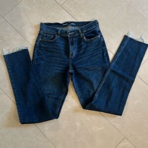 Old Navy mid-rise boyfriend jeans with raw hem.